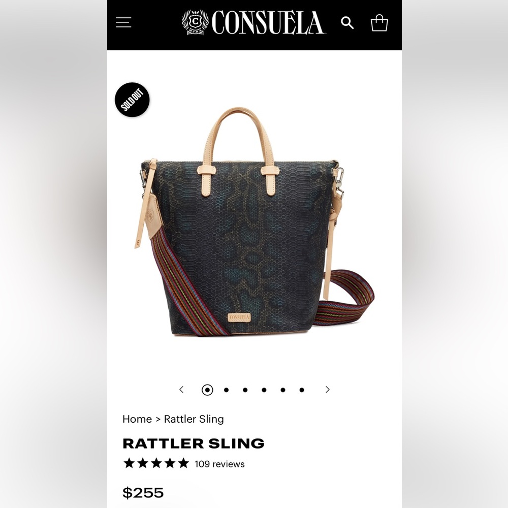 NWOT Sold Out Consuela Rattler Sling